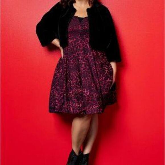 Torrid X Betsey Johnson Leopard Mini BabyDoll Dress Pinup Rockabilly Goth Sz 26 - Picture 1 of 11